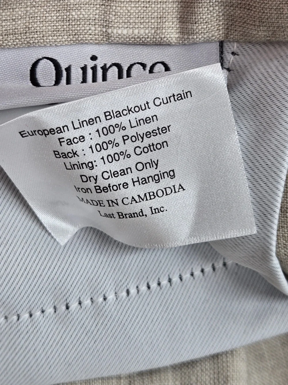 QUINCE Set Of 2 48x84 European Linen True Blackout Curtains Flax 9990